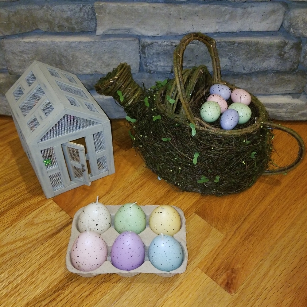 Easter Bundle Butterfly House Candles Moss Basket